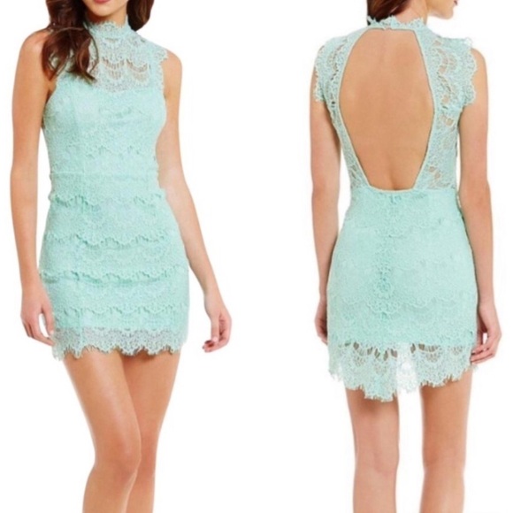 Free People Daydream Bodycon Lace Dress Mint Green Open Back NWT XS - Picture 1 of 13